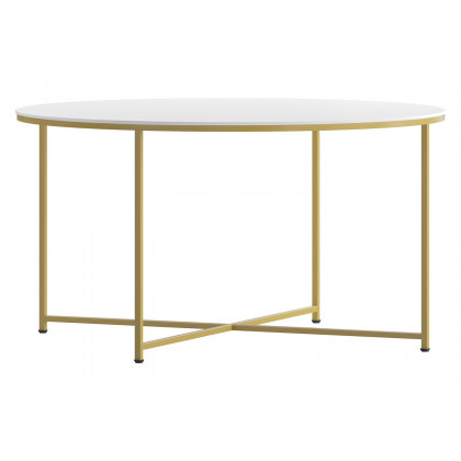 BLNK Hampstead Collection Modern White Finish Accent Coffee Table - Brushed Gold