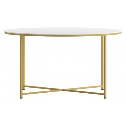 BLNK Hampstead Collection Modern White Finish Accent Coffee Table - Brushed Gold