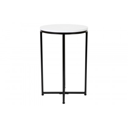 BLNK Hampstead Collection Modern End Table with White Laminate Top - Matte Black