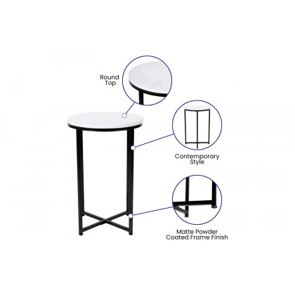 BLNK Hampstead Collection Modern End Table with White Laminate Top - Matte Black