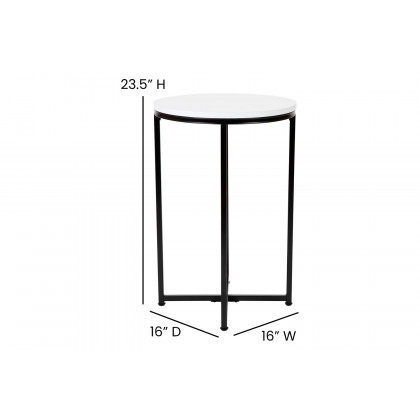 BLNK Hampstead Collection Modern End Table with White Laminate Top - Matte Black