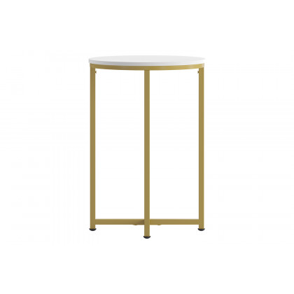 BLNK Hampstead Collection Modern End Table with White Laminate Top - Brushed Gold