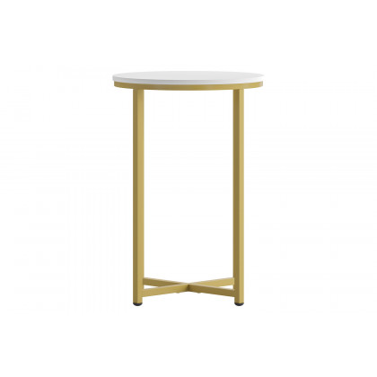 BLNK Hampstead Collection Modern End Table with White Laminate Top - Brushed Gold