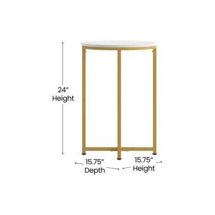 BLNK Hampstead Collection Modern End Table with White Laminate Top - Brushed Gold