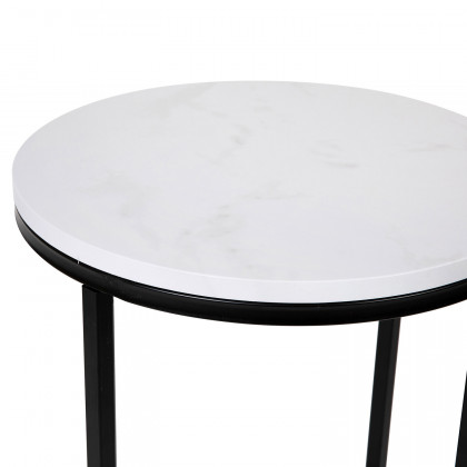 BLNK Hampstead Collection Modern End Table with White Marbled Laminate Top - Matte Black