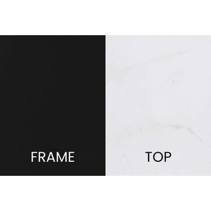 BLNK Hampstead Collection Modern End Table with White Marbled Laminate Top - Matte Black