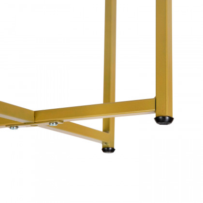 BLNK Hampstead Collection Modern End Table with White Marbled Laminate Top - Brushed Gold