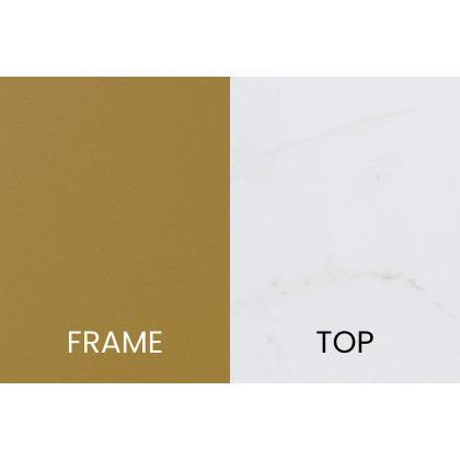 BLNK Hampstead Collection Modern End Table with White Marbled Laminate Top - Brushed Gold
