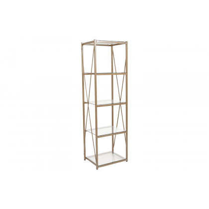 BLNK - Mar Vista Collection 4 Shelf Cross Brace Glass Bookcase in Matte Gold