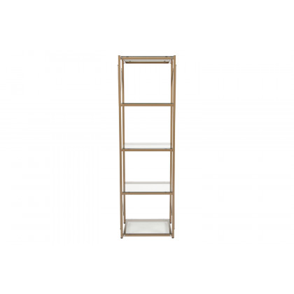 BLNK - Mar Vista Collection 4 Shelf Cross Brace Glass Bookcase in Matte Gold