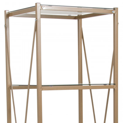 BLNK - Mar Vista Collection 4 Shelf Cross Brace Glass Bookcase in Matte Gold