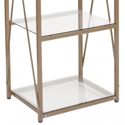BLNK - Mar Vista Collection 4 Shelf Cross Brace Glass Bookcase in Matte Gold