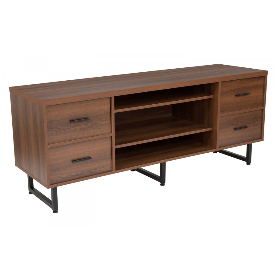 BLNK - Lincoln Collection TV Stand in Rustic Wood Grain Finish