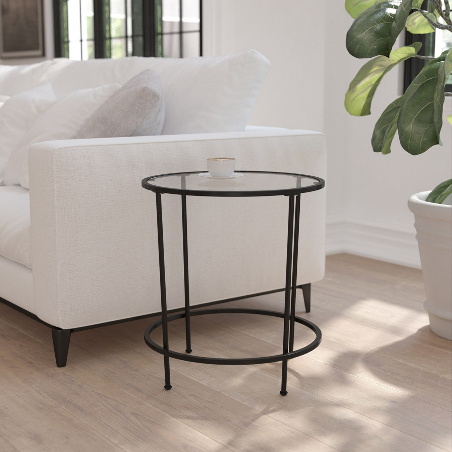 BLNK - Astoria Collection Round Modern Clear Glass End Table