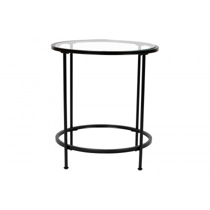 BLNK - Astoria Collection Round Modern Clear Glass End Table