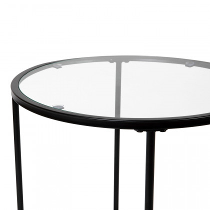 BLNK Astoria Collection Round Modern Clear Glass End Table - Matte Black