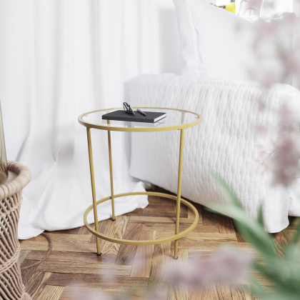 BLNK - Astoria Collection Round Modern Clear Glass End Table