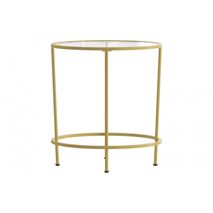 BLNK Astoria Collection Round Modern Clear Glass End Table - Gold