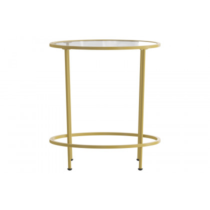 BLNK Astoria Collection Round Modern Clear Glass End Table - Gold