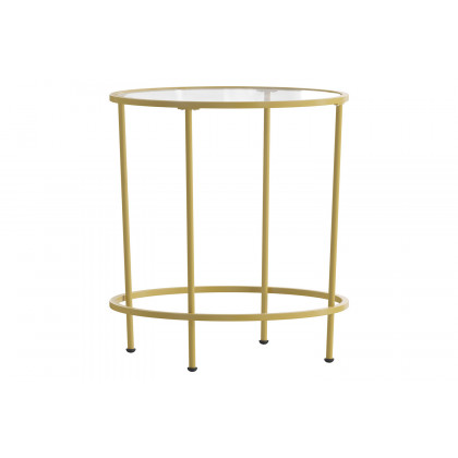 BLNK Astoria Collection Round Modern Clear Glass End Table - Gold