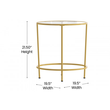BLNK Astoria Collection Round Modern Clear Glass End Table - Gold