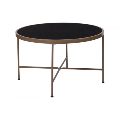 BLNK - Chelsea Collection Black Glass Coffee Table with Matte Gold Frame