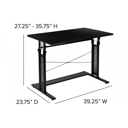BLNK Fairway Height Adjustable Sit to Stand Home Office Desk - Black