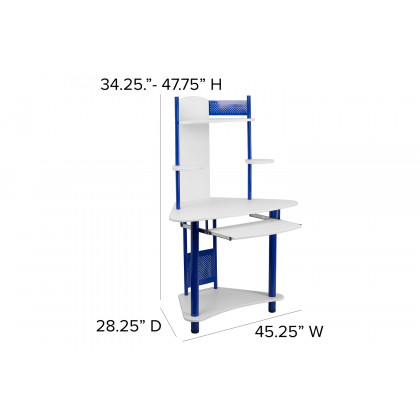 BLNK Walker Corner Computer Desk with Hutch - Blue