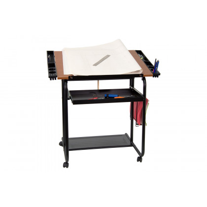 BLNK - Swanson Adjustable Drawing and Drafting Table with Black Frame and Dual Wheel Casters