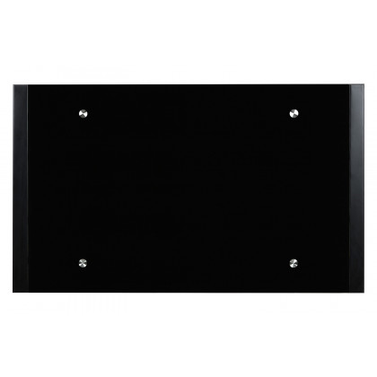 BLNK Jude Glass Computer Desk with Pull-Out Keyboard Tray and Crisscross Frame - Black/Black