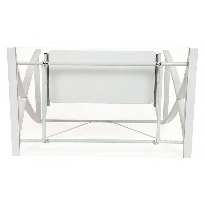 BLNK Jude Glass Computer Desk with Pull-Out Keyboard Tray and Crisscross Frame - Clear/White