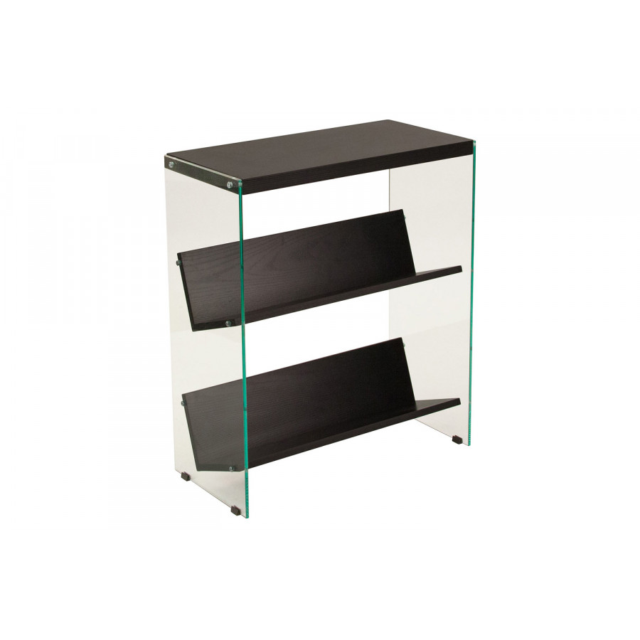 BLNK - Highwood Collection 3 Shelf Glass Frame Bookcase in Dark Ash Finish
