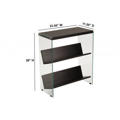 BLNK - Highwood Collection 3 Shelf Glass Frame Bookcase in Dark Ash Finish