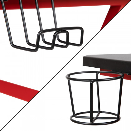 BLNK Fisher Ergonomic Desk with Cup Holder and Headphone Hook - Red