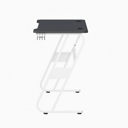 BLNK Fisher Ergonomic Desk with Cup Holder and Headphone Hook - White