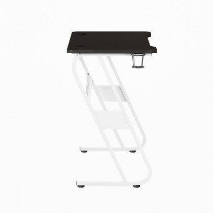 BLNK Fisher Ergonomic Desk with Cup Holder and Headphone Hook - White