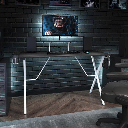 BLNK - Mallot Gaming Desk with Cup Holder, Headphone Hook and Monitor/Smartphone Stand