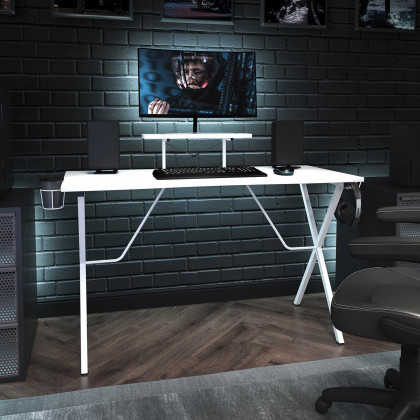 BLNK - Mallot Gaming Desk with Cup Holder, Headphone Hook and Monitor/Smartphone Stand