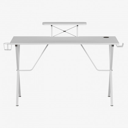BLNK Mallot Gaming Desk with Cup Holder, Headphone Hook and Monitor/Smartphone Stand - White