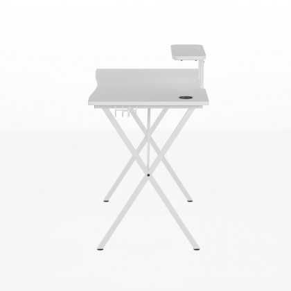 BLNK Mallot Gaming Desk with Cup Holder, Headphone Hook and Monitor/Smartphone Stand - White