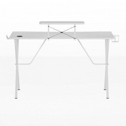 BLNK Mallot Gaming Desk with Cup Holder, Headphone Hook and Monitor/Smartphone Stand - White