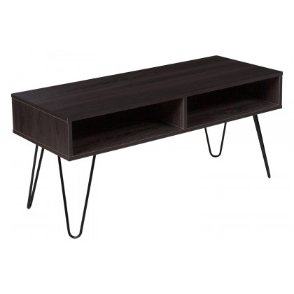 BLNK - Oak Park Collection Driftwood Wood Grain Finish TV Stand with Black Metal Legs