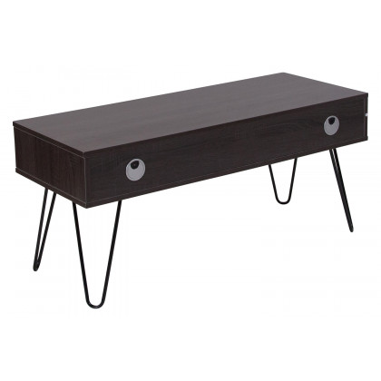 BLNK - Oak Park Collection Driftwood Wood Grain Finish TV Stand with Black Metal Legs