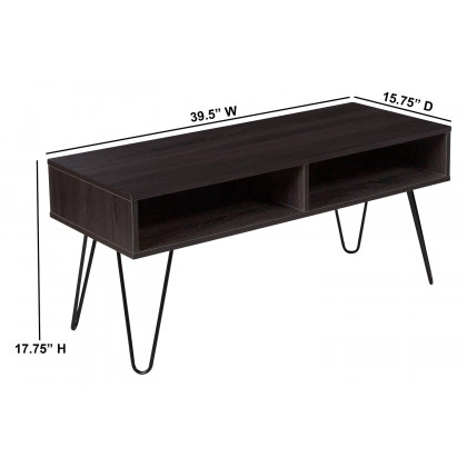 BLNK - Oak Park Collection Driftwood Wood Grain Finish TV Stand with Black Metal Legs
