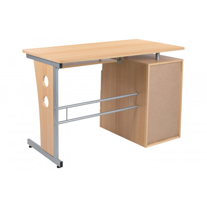 BLNK Joshua Desk with Three Drawer Pedestal and Pull-Out Keyboard Tray - Maple