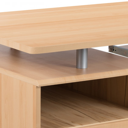 BLNK Joshua Desk with Three Drawer Pedestal and Pull-Out Keyboard Tray - Maple
