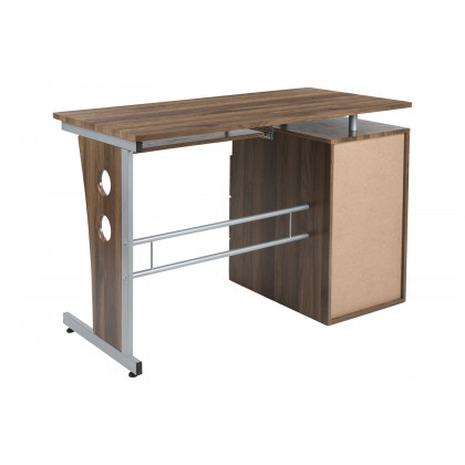 BLNK Joshua Desk with Three Drawer Pedestal and Pull-Out Keyboard Tray - Rustic Walnut