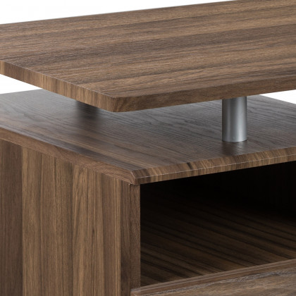 BLNK Joshua Desk with Three Drawer Pedestal and Pull-Out Keyboard Tray - Rustic Walnut