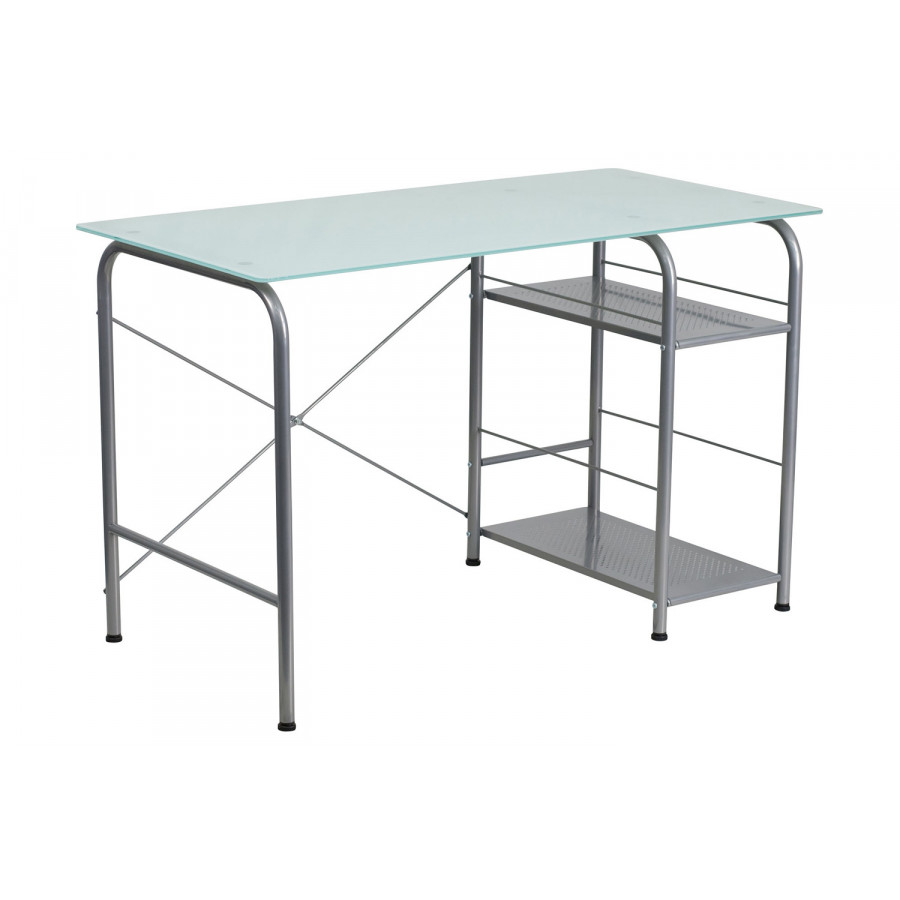 BLNK - Glass Computer Desk with Open Storage