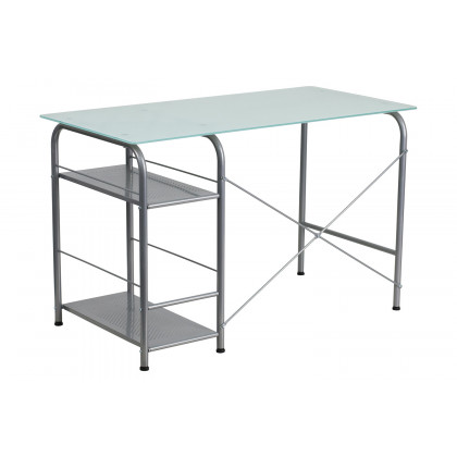 BLNK - Glass Computer Desk with Open Storage